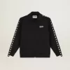 Schwarzes Herren-Sweatshirt mit Reißverschluss und weißen Sternen Schwarzes Herren-Sweatshirt mit Reißverschluss und weißen Sternen