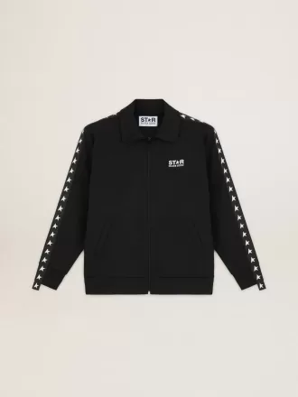Schwarzes Herren-Sweatshirt mit Reißverschluss und weißen Sternen