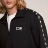 Schwarzes Herren-Sweatshirt mit Reißverschluss und weißen Sternen Schwarzes Herren-Sweatshirt mit Reißverschluss und weißen Sternen
