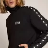 Schwarzes Herren-Sweatshirt mit Reißverschluss und weißen Sternen Schwarzes Herren-Sweatshirt mit Reißverschluss und weißen Sternen