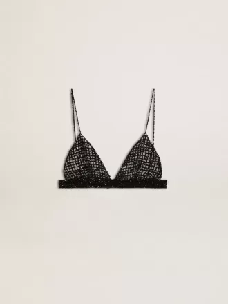 Schwarzes Häkeloberteil für Damen mit Kristallen