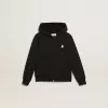 Schwarzes Kapuzensweatshirt mit kontrastierendem weißen Stern und Logo
