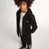 Schwarzes Kapuzensweatshirt mit kontrastierendem weißen Stern und Logo