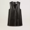 Schwarzes Nappalederkleid für Damen mit Nieten