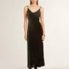 Schwarzes Slipdress für Damen mit Samteffekt