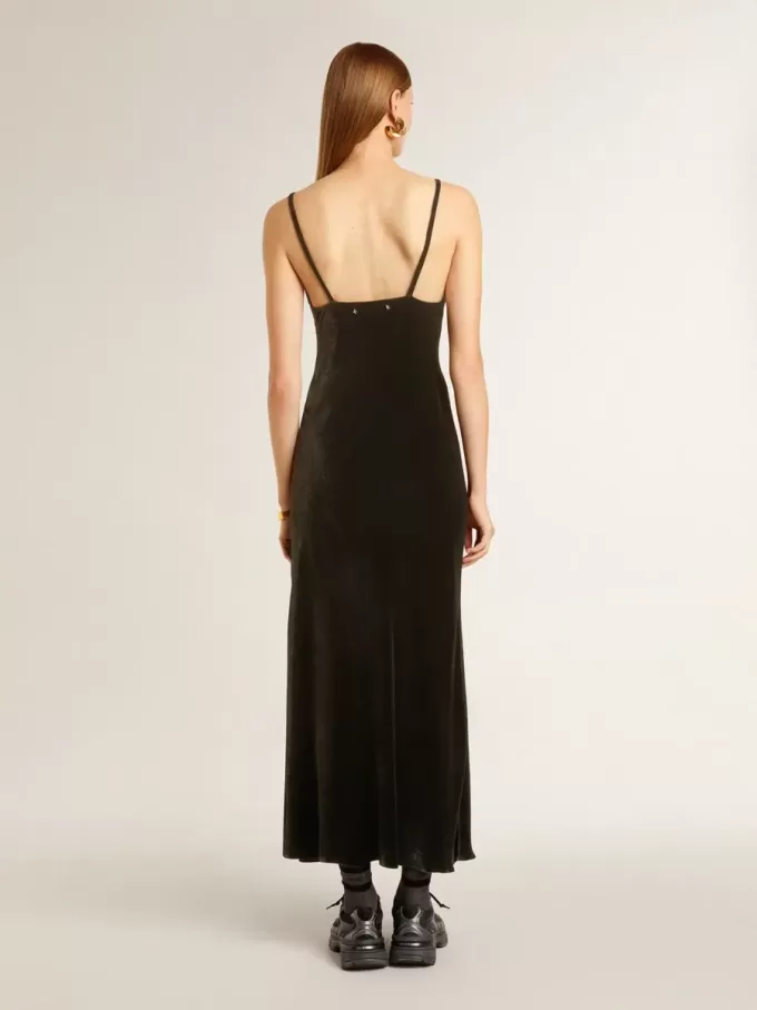 Schwarzes Slipdress für Damen mit Samteffekt