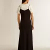 Schwarzes Slipdress für Damen mit Stickerei