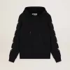 Schwarzes Sweatshirt aus der Alighiero Star Collection mit kontrastierenden weißen Sternen Schwarzes Sweatshirt aus der Alighiero Star Collection mit kontrastierenden weißen Sternen