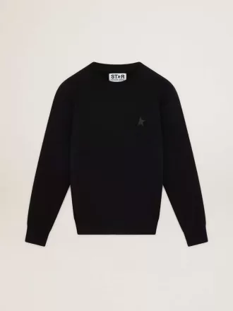 Schwarzes Sweatshirt aus der Archibald Star Collection mit ton-in-ton Stern auf der Vorderseite
