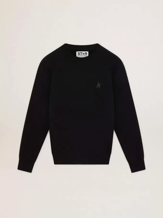 Schwarzes Sweatshirt aus der Archibald Star Collection mit ton-in-ton Stern auf der Vorderseite