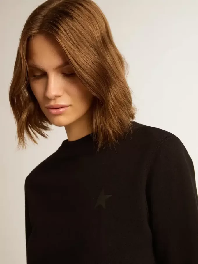 Schwarzes Sweatshirt aus der Athena Star Collection mit tonalem Stern auf der Vorderseite