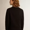 Schwarzes Sweatshirt aus der Athena Star Collection mit tonalem Stern auf der Vorderseite