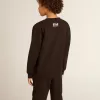 Schwarzes Sweatshirt für Jungen mit weißem Maxi-Stern auf der Vorderseite