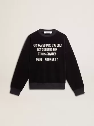 Schwarzes Sweatshirt mit Rundhalsausschnitt und gesticktem Schriftzug