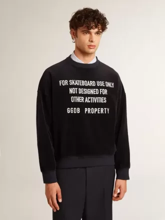Schwarzes Sweatshirt mit Rundhalsausschnitt und gesticktem Schriftzug