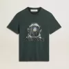 Schwarzes T-Shirt mit mehrfarbigem Aufdruck Schwarzes T-Shirt mit mehrfarbigem Aufdruck
