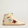Sky-Star aus beigem Nylon und Nappa mit granatrotem Wildlederstern Sky-Star aus beigem Nylon und Nappa mit granatrotem Wildlederstern