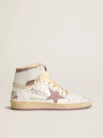 Sky-Star aus weißem Leder mit rosa Lederstern