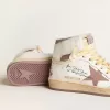 Sky-Star aus weißem Leder mit rosa Lederstern Sky-Star aus weißem Leder mit rosa Lederstern