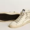 Slide mit silbernem Metallic-Lederstern und Lederblitz mit Sternen