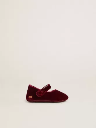 Sofi Baby-Ballerinas aus burgunderrotem Samt und Wildleder
