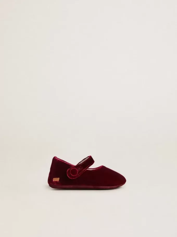 Sofi Baby-Ballerinas aus burgunderrotem Samt und Wildleder Sofi Baby-Ballerinas aus burgunderrotem Samt und Wildleder