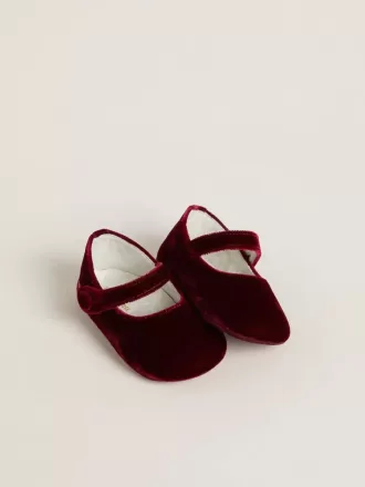 Sofi Baby-Ballerinas aus burgunderrotem Samt und Wildleder