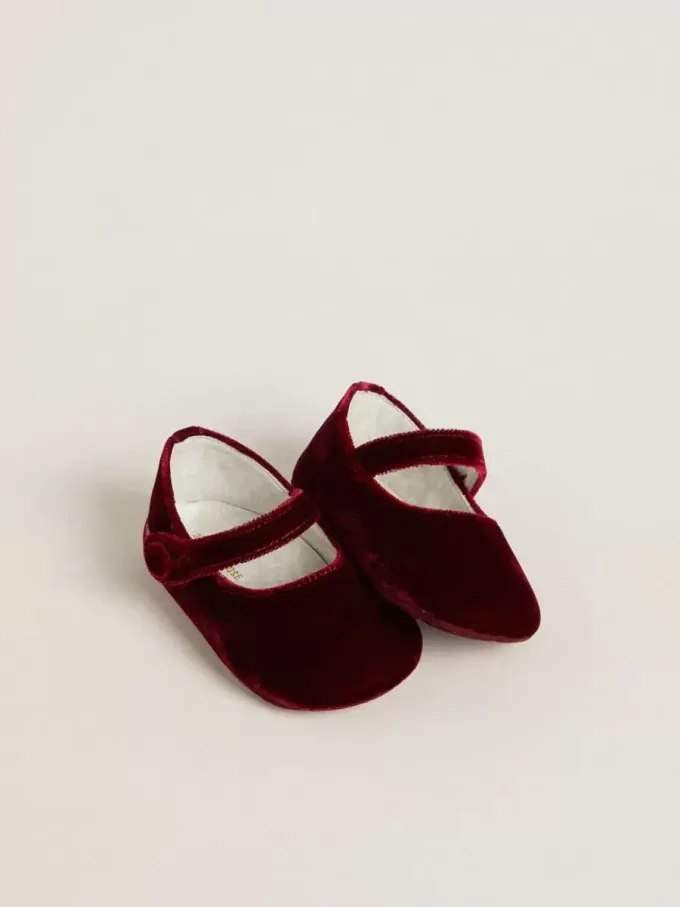 Sofi Baby-Ballerinas aus burgunderrotem Samt und Wildleder Sofi Baby-Ballerinas aus burgunderrotem Samt und Wildleder