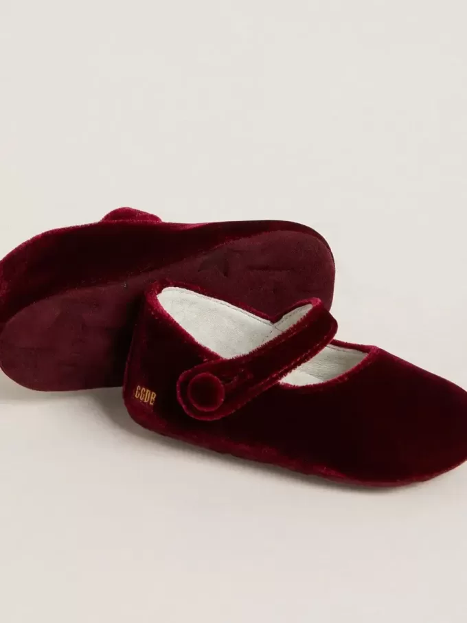 Sofi Baby-Ballerinas aus burgunderrotem Samt und Wildleder Sofi Baby-Ballerinas aus burgunderrotem Samt und Wildleder