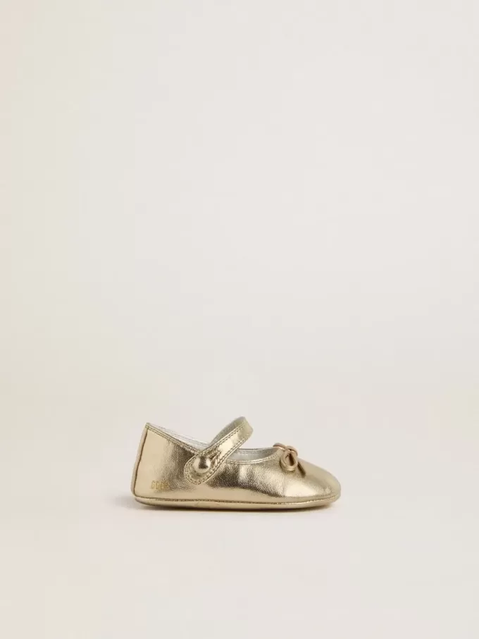 Sofi Baby-Ballerinas aus goldfarbenem Metallic-Leder