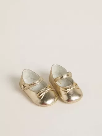 Sofi Baby-Ballerinas aus goldfarbenem Metallic-Leder