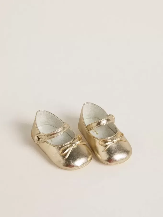Sofi Baby-Ballerinas aus goldfarbenem Metallic-Leder
