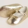 Sofi Baby-Ballerinas aus goldfarbenem Metallic-Leder