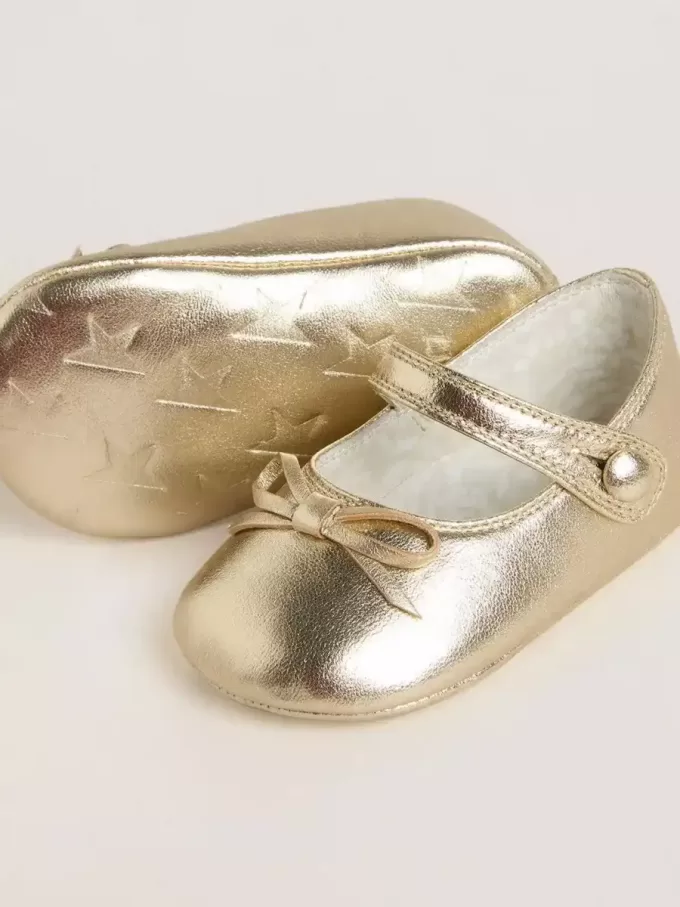 Sofi Baby-Ballerinas aus goldfarbenem Metallic-Leder