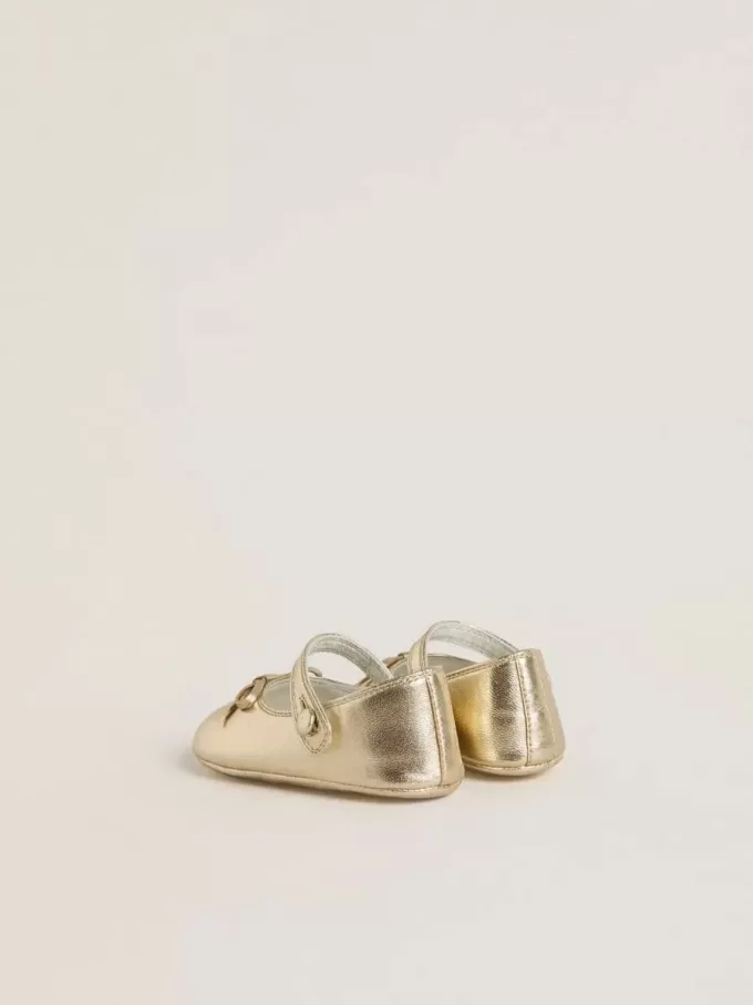 Sofi Baby-Ballerinas aus goldfarbenem Metallic-Leder