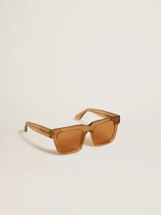 Sonnenbrille im Jamie-Stil mit quadratischem Rahmen und honigfarbenen Gläsern