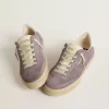 Soul Star für Damen aus lila Wildleder mit weißer Lederferse Soul Star für Damen aus lila Wildleder mit weißer Lederferse