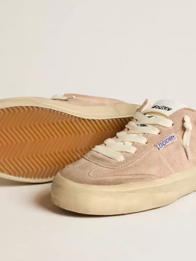Soul Star für Damen aus rosa Wildleder mit milchweißer Lederkappe am Absatz Soul Star für Damen aus rosa Wildleder mit milchweißer Lederkappe am Absatz