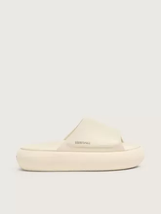 Herren-Slip-Ons „Space-Star Slide” aus weißem Leder