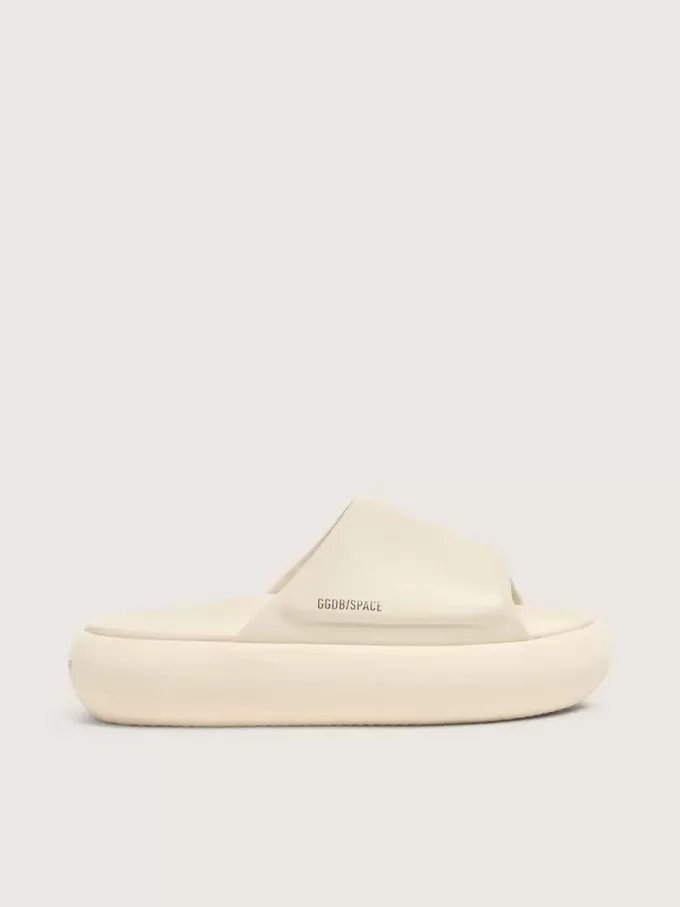 Herren-Slip-Ons „Space-Star Slide” aus weißem Leder Herren-Slip-Ons „Space-Star Slide” aus weißem Leder