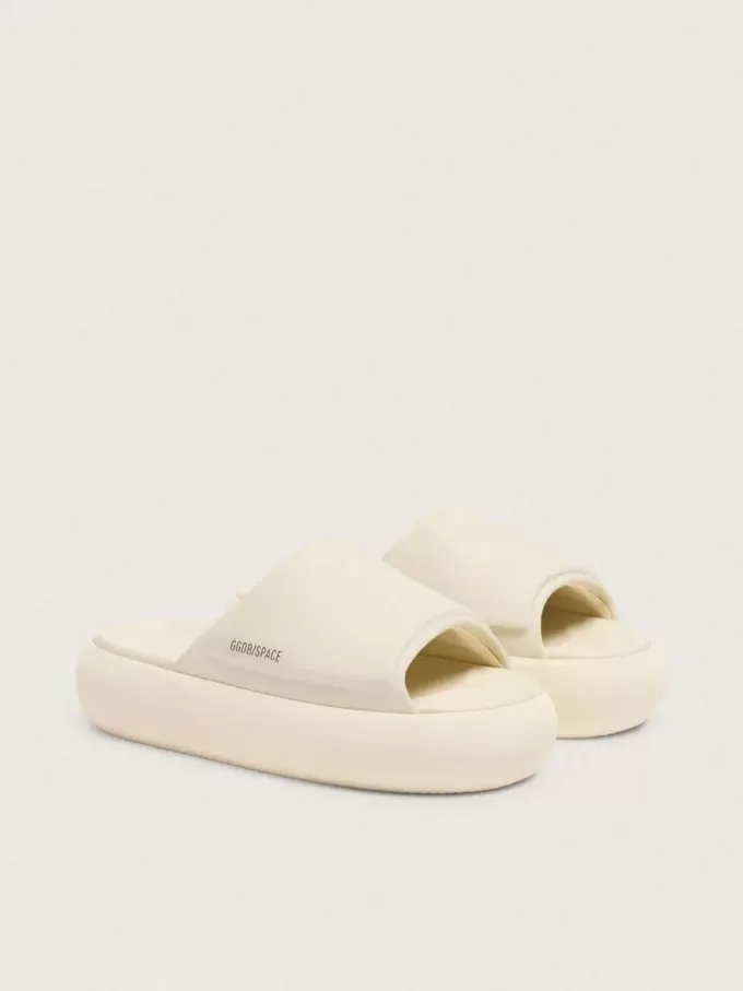 Herren-Slip-Ons „Space-Star Slide” aus weißem Leder Herren-Slip-Ons „Space-Star Slide” aus weißem Leder