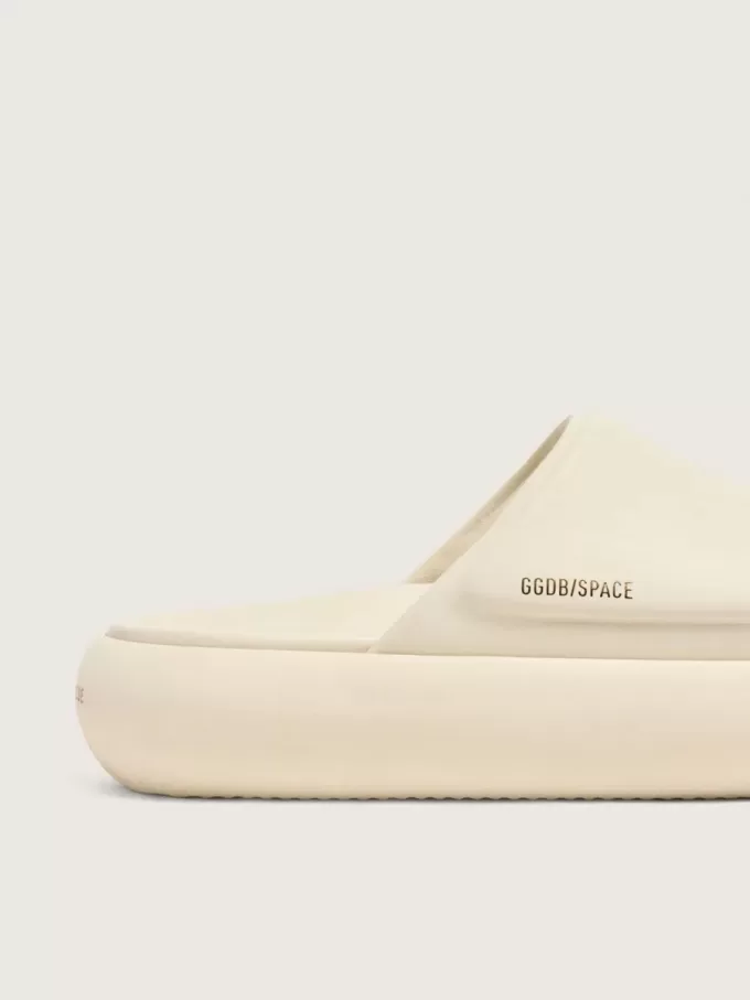Herren-Slip-Ons „Space-Star Slide” aus weißem Leder Herren-Slip-Ons „Space-Star Slide” aus weißem Leder