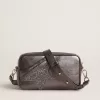 Star Bag aus grauem Metallic-Leder mit Swarovski-Kristallstern