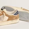 Stardan aus beigem Nylon und Mesh mit Einsätzen aus tabakfarbenem Wildleder