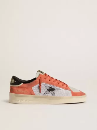 Stardan LTD aus korallenfarbenem Wildleder und Mesh mit schwarzem Lederstern Stardan LTD aus korallenfarbenem Wildleder und Mesh mit schwarzem Lederstern