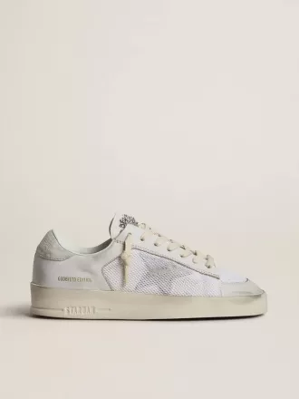 Stardan LTD aus weißem Leder mit Stern und Fersenlasche aus eisgrauem Wildleder