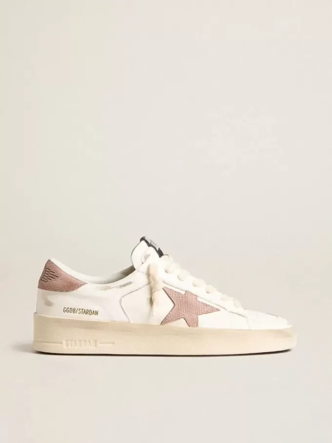 Stardan Sneakers mit rosa strukturiertem Lederstern und Fersenlasche Stardan Sneakers mit rosa strukturiertem Lederstern und Fersenlasche