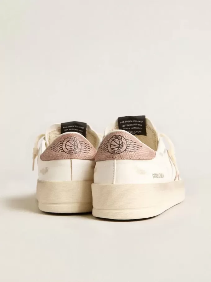 Stardan Sneakers mit rosa strukturiertem Lederstern und Fersenlasche Stardan Sneakers mit rosa strukturiertem Lederstern und Fersenlasche