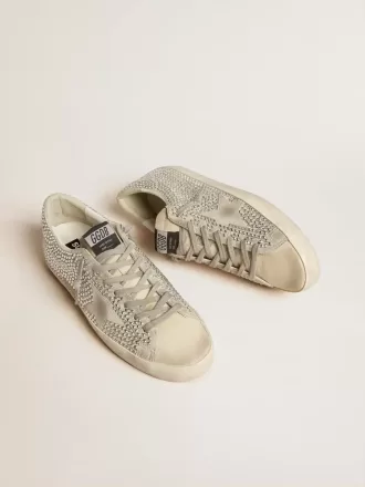 Super-Star aus Nubukleder mit Swarovski-Kristallen und eisgrauem Wildlederstern