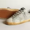 Super-Star für Damen aus gealtertem weißem Nubukleder mit Swarovski-Kristallen